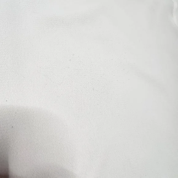 C Cream Blouse Womens Small Lace Up Sleeve Ruffle Cuff Textured Top - Picture 5 of 6